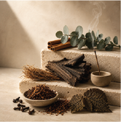 Cinnamon, clove, eucalyptus and smoking incense